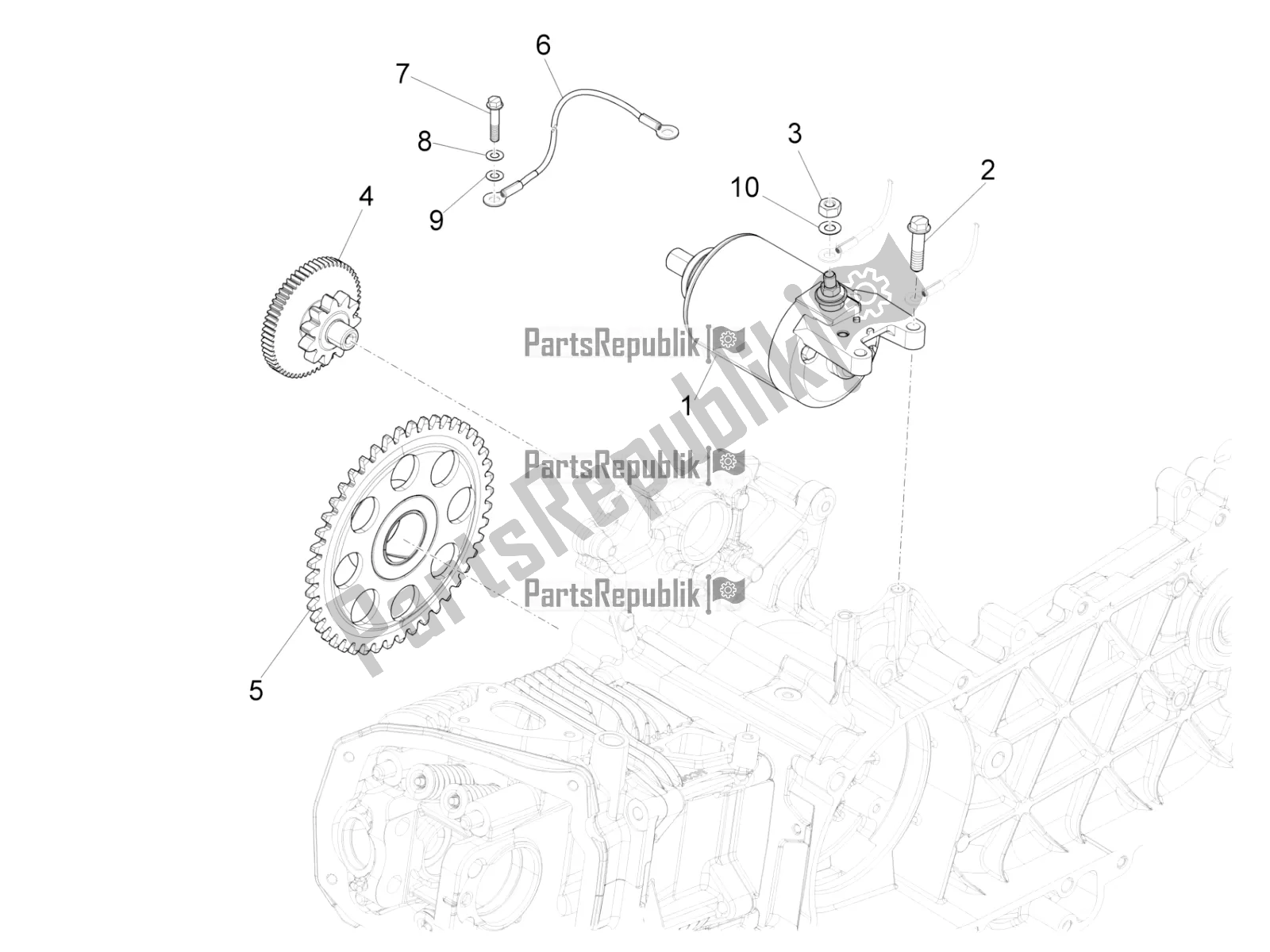 All parts for the Stater - Electric Starter of the Vespa Sprint 150 Iget Abs/no ABS Apac 2016