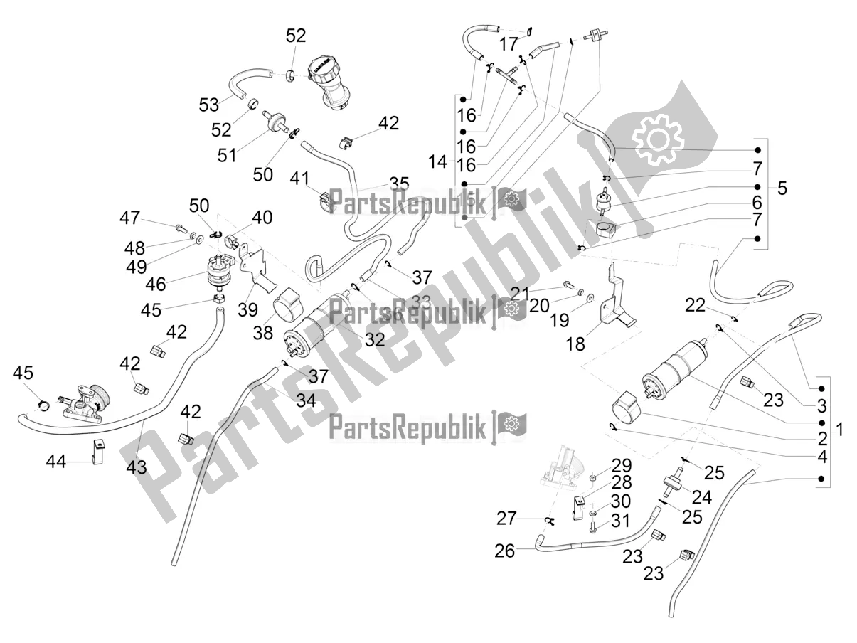 All parts for the Anti-percolation System of the Vespa Sprint 150 Iget Abs/no ABS Apac 2017