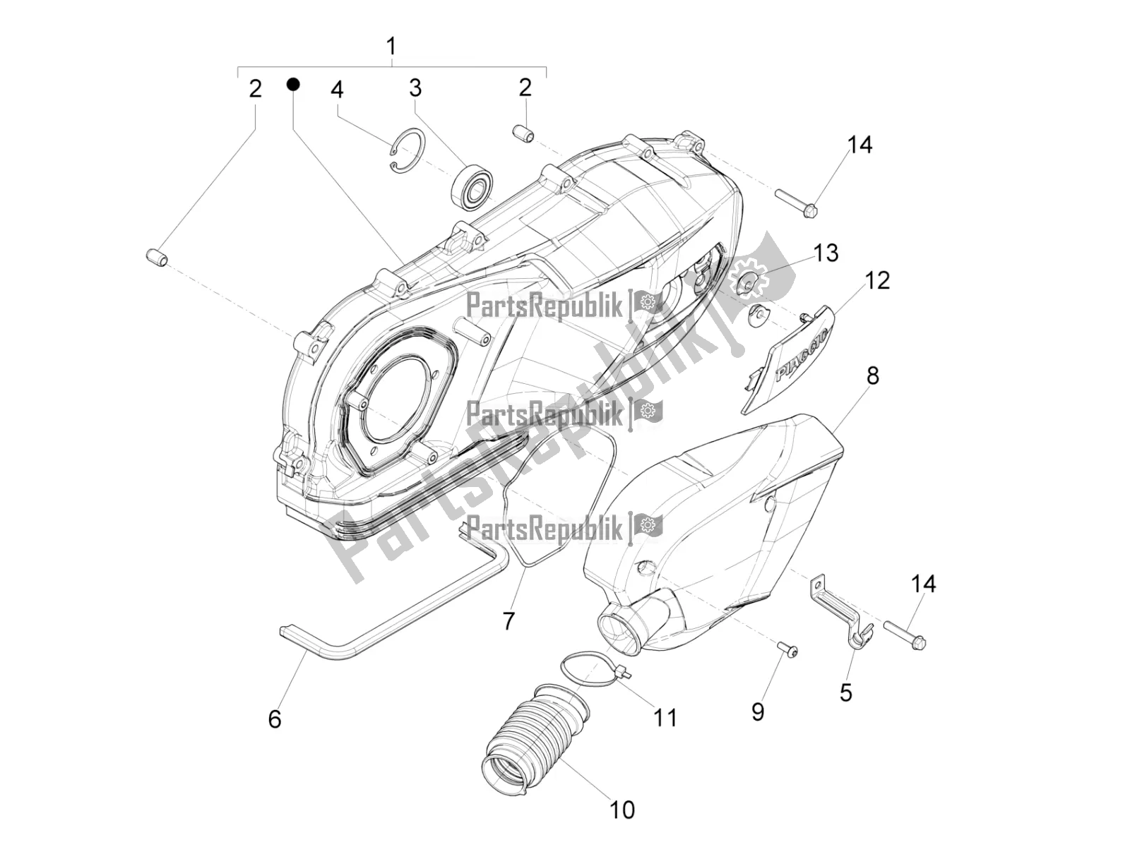 Toutes les pièces pour le Couvercle De Carter - Refroidissement Du Carter du Vespa Sprint 150 Iget Abs/no ABS Apac 2017