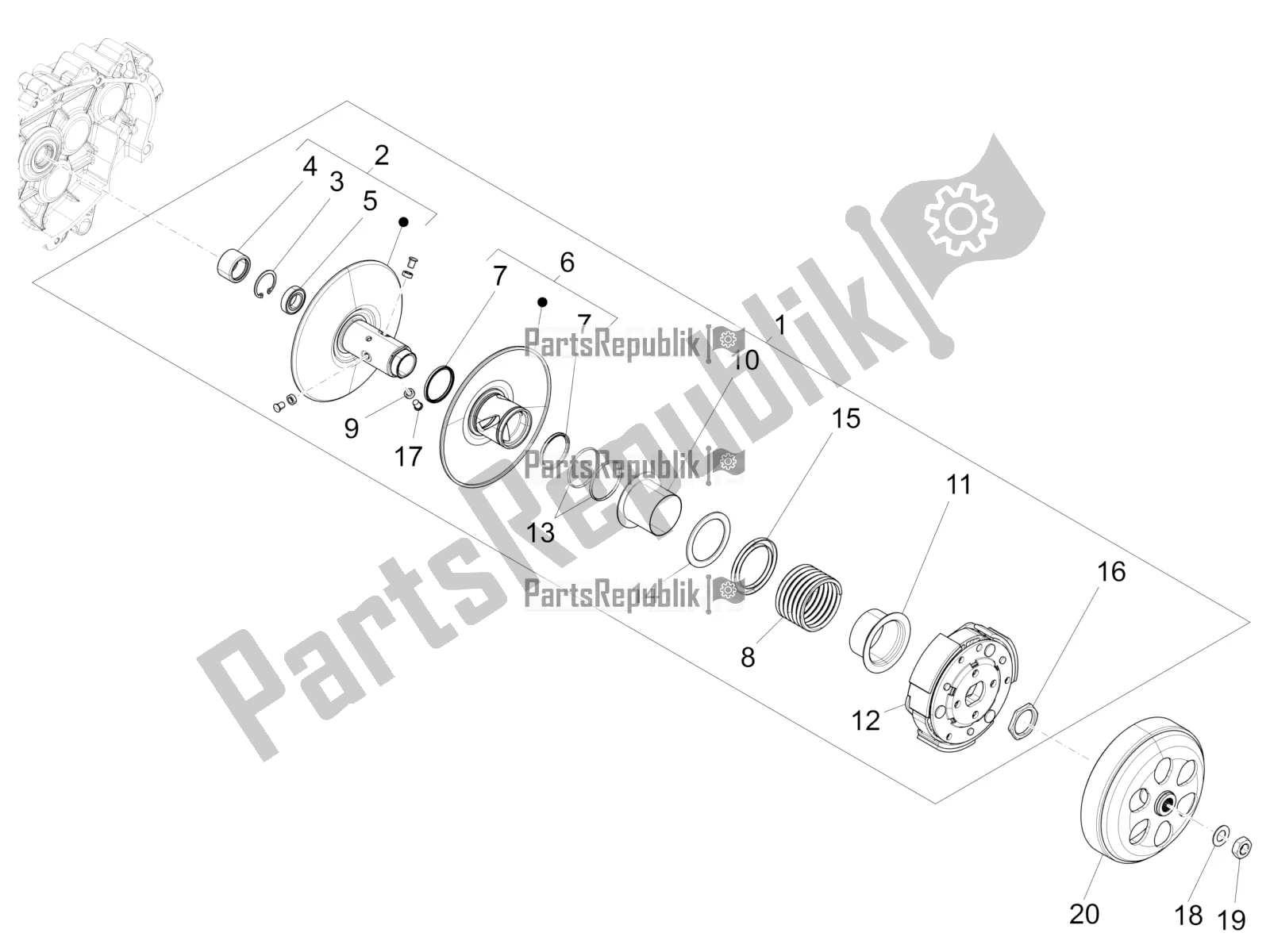 Toutes les pièces pour le Poulie Menée du Vespa Sprint 150 Iget Abs/no ABS Apac 2017