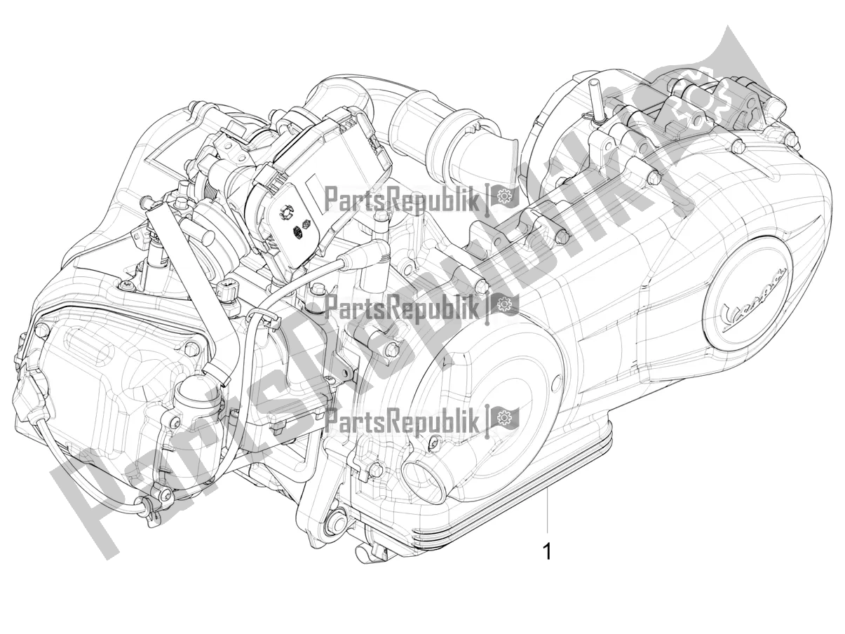 Alle onderdelen voor de Motor Assemblage van de Vespa Sprint 150 Iget Abs/no ABS Apac 2017