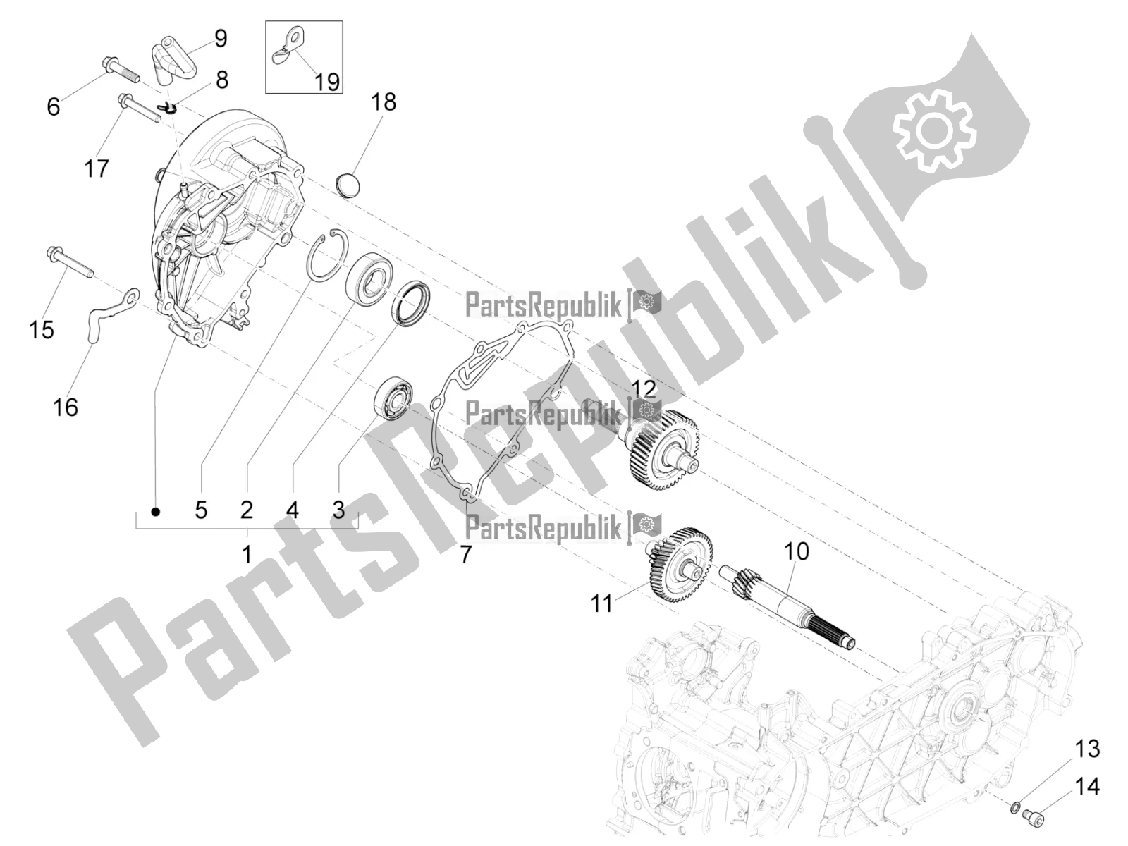 Toutes les pièces pour le Unité De Réduction du Vespa Sprint 150 Iget Abs/no ABS Apac 2017