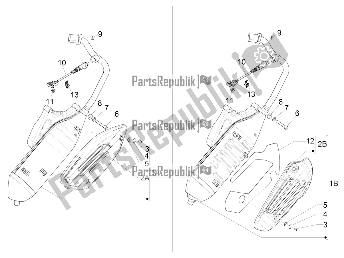 All parts for the Silencer of the Vespa Sprint 150 Iget Abs/no ABS Apac 2017