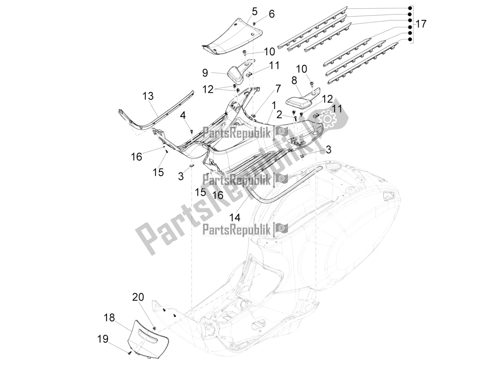 Wszystkie części do ? Rodkowa Os? Ona - Podnó? Ki Vespa Sprint 150 Iget Abs/no ABS Apac 2018