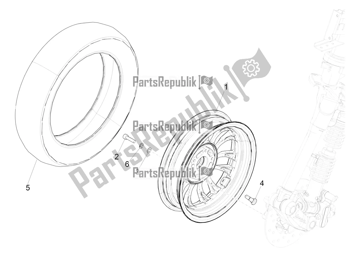 Tutte le parti per il Ruota Anteriore del Vespa Sprint 150 Iget Abs/no ABS Apac 2018