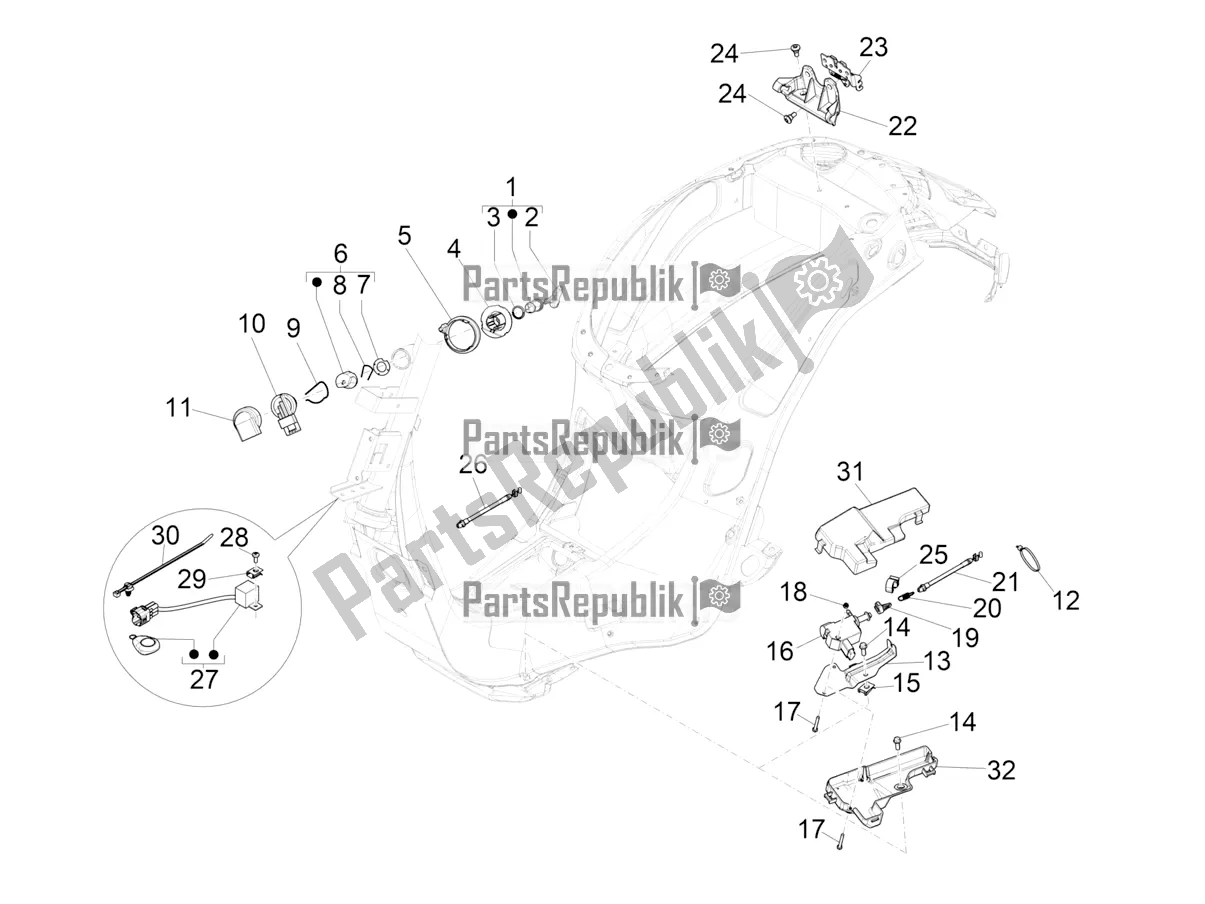 All parts for the Locks of the Vespa Sprint 150 Iget Abs/no ABS Apac 2018