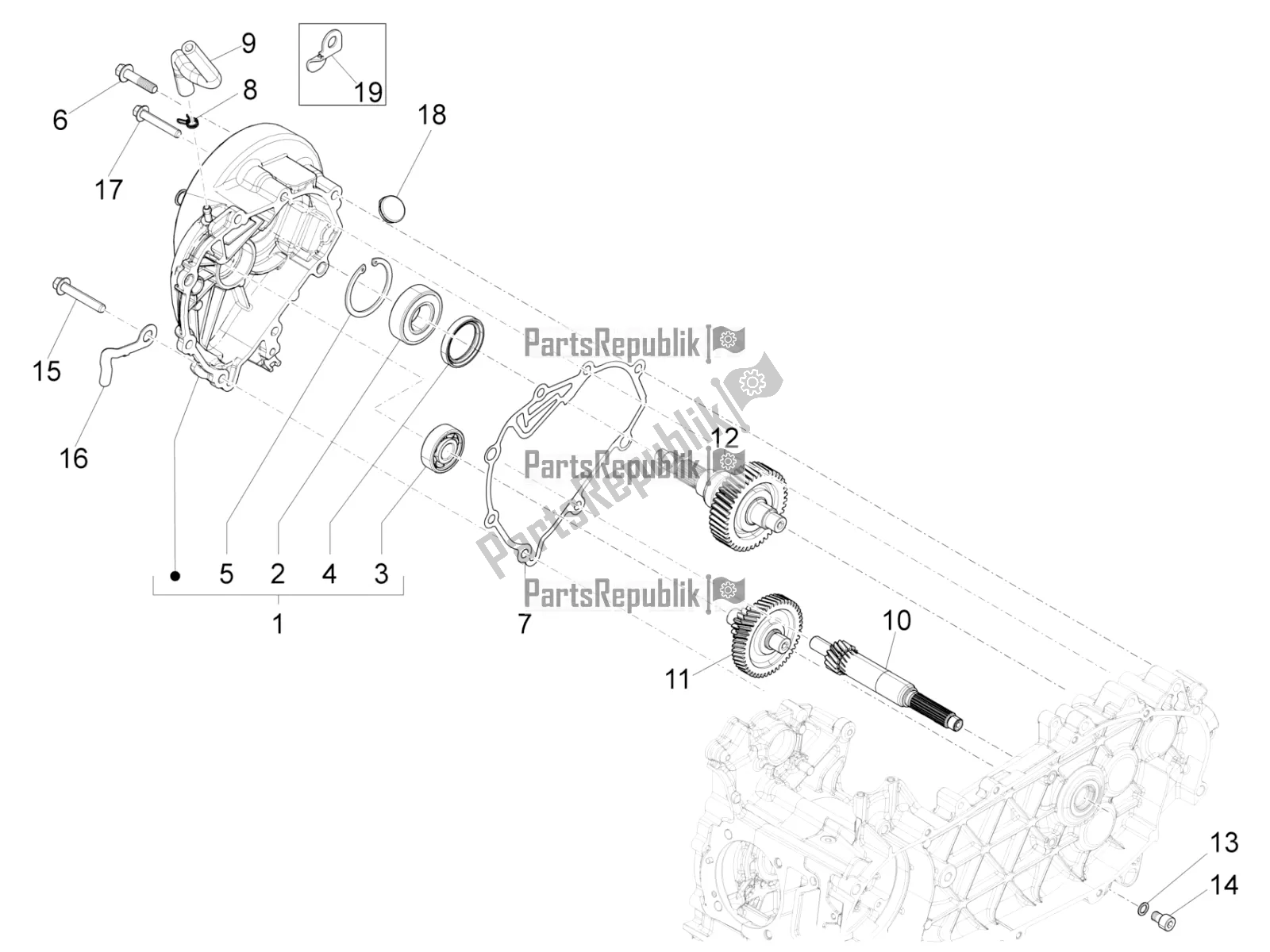 Toutes les pièces pour le Unité De Réduction du Vespa Sprint 150 Iget Abs/no ABS Apac 2018