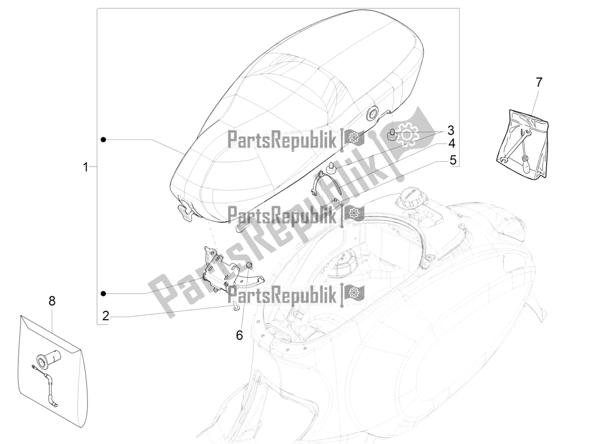 Tutte le parti per il Sella / Sedili del Vespa Sprint 150 Iget Abs/no ABS Apac 2018