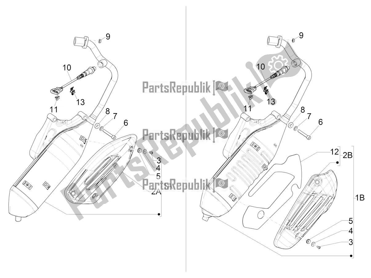 All parts for the Silencer of the Vespa Sprint 150 Iget Abs/no ABS Apac 2018