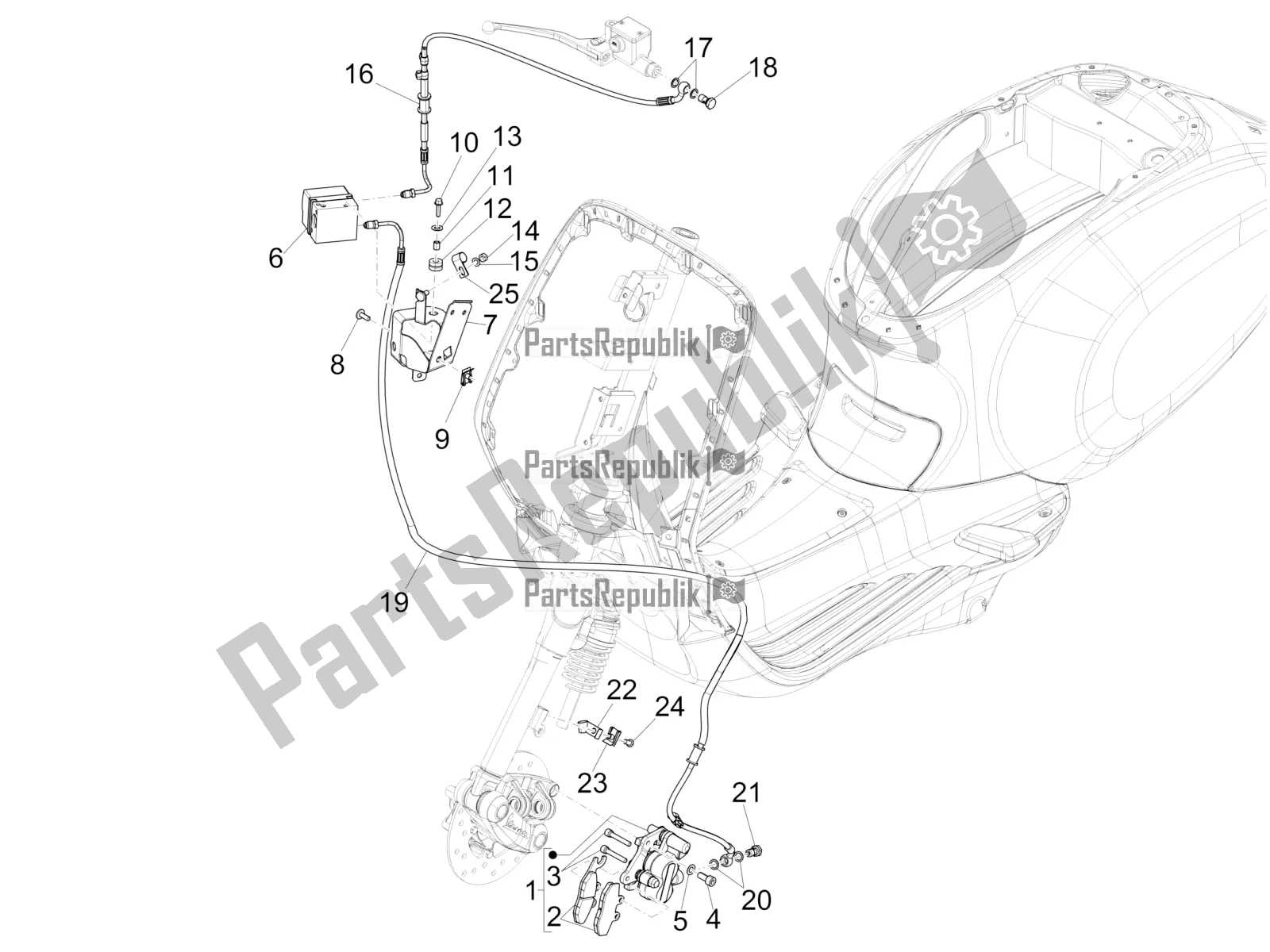 Wszystkie części do Przewody Hamulcowe - Zaciski (abs) Vespa Sprint 150 Iget Abs/no ABS Apac 2019