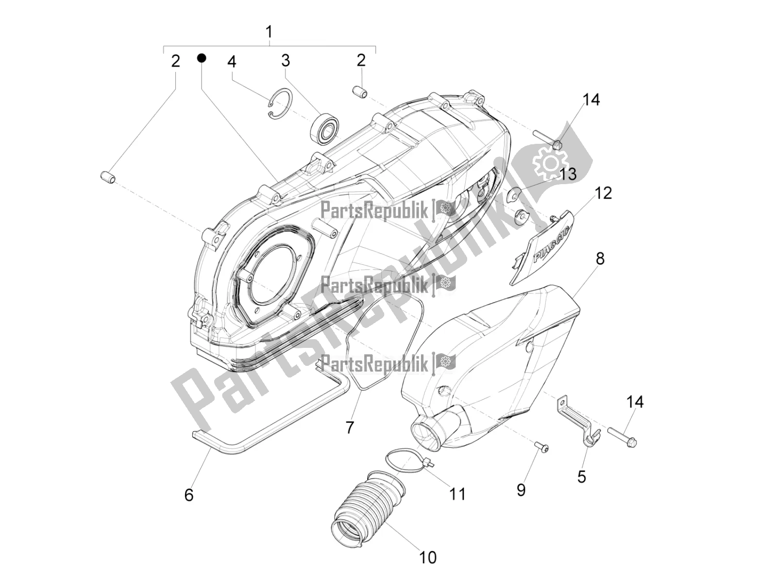 Wszystkie części do Pokrywa Skrzyni Korbowej - Ch? Odzenie Skrzyni Korbowej Vespa Sprint 150 Iget Abs/no ABS Apac 2019