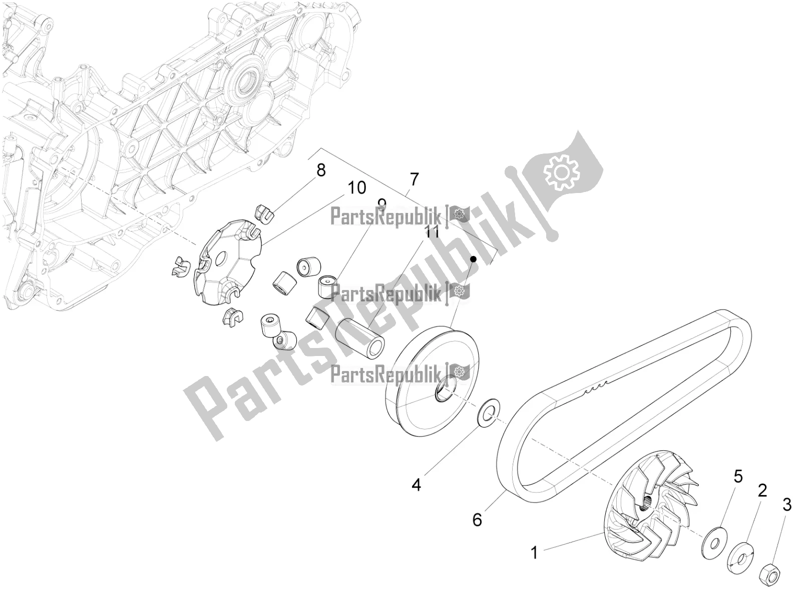 Toutes les pièces pour le Poulie Motrice du Vespa Sprint 150 Iget Abs/no ABS Apac 2019