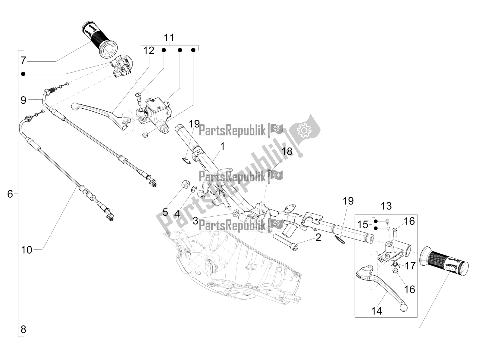 All parts for the Handlebars - Master Cil. Of the Vespa Sprint 150 Iget Abs/no ABS Apac 2019