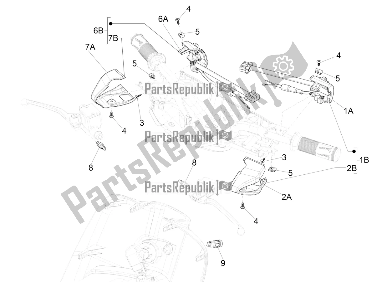 Toutes les pièces pour le Sélecteurs - Interrupteurs - Boutons du Vespa Sprint 150 Iget Abs/no ABS Apac 2019