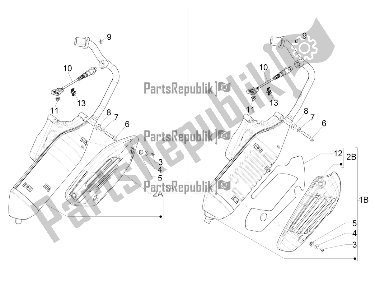 All parts for the Silencer of the Vespa Sprint 150 Iget Abs/no ABS Apac 2019