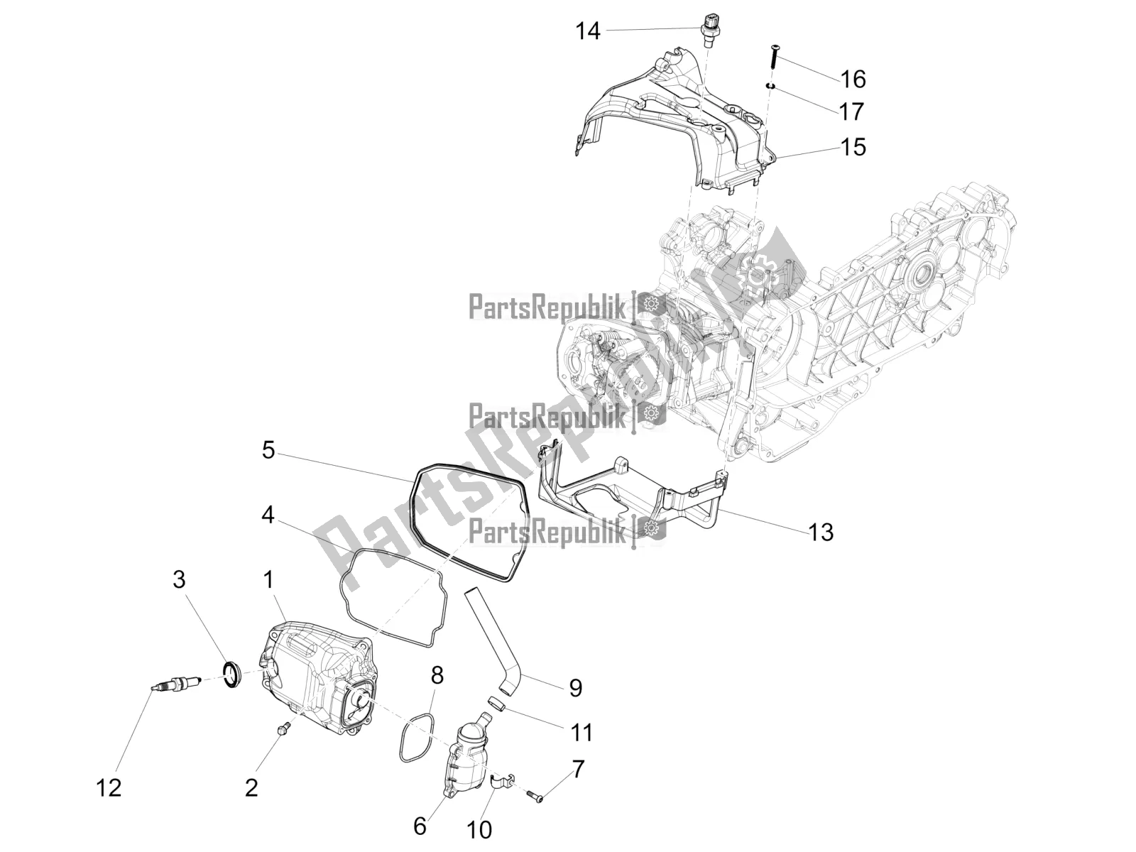 Tutte le parti per il Coperchio Della Testata del Vespa Sprint 150 Iget Abs/no ABS Apac 2020