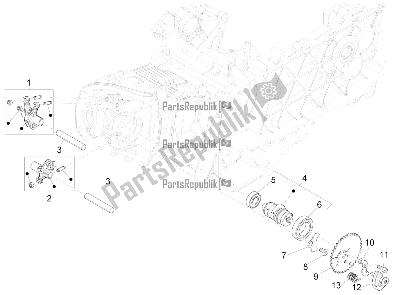Tutte le parti per il Unità Di Supporto Leve A Dondolo del Vespa Sprint 150 Iget Abs/no ABS Apac 2020