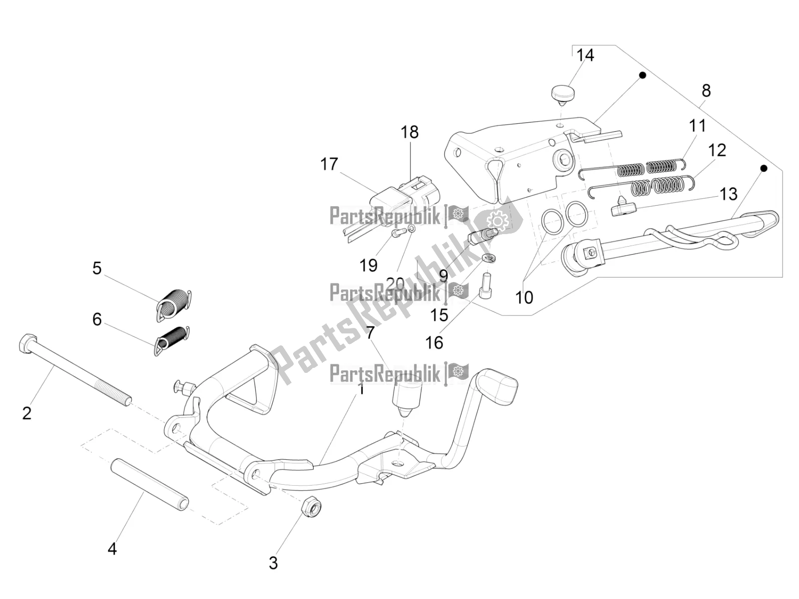 Toutes les pièces pour le Des Stands du Vespa Sprint 150 Iget Abs/no ABS Apac 2020