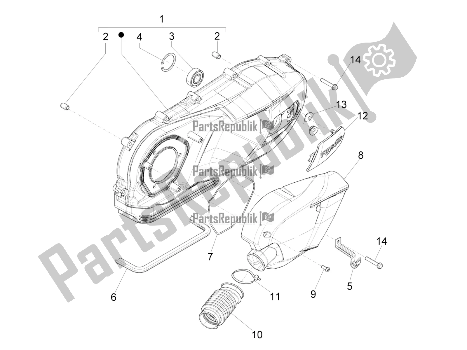 Alle onderdelen voor de Carterafdekking - Carter Koeling van de Vespa Sprint 150 Iget Abs/no ABS Apac 2021