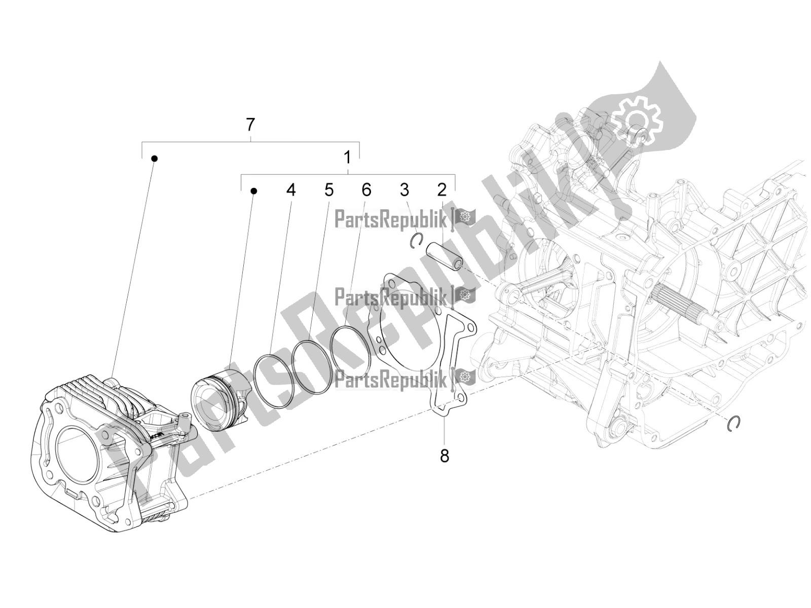 Tutte le parti per il Unità Perno Cilindro Pistone-polso del Vespa Sprint 150 Iget Abs/no ABS Apac 2021