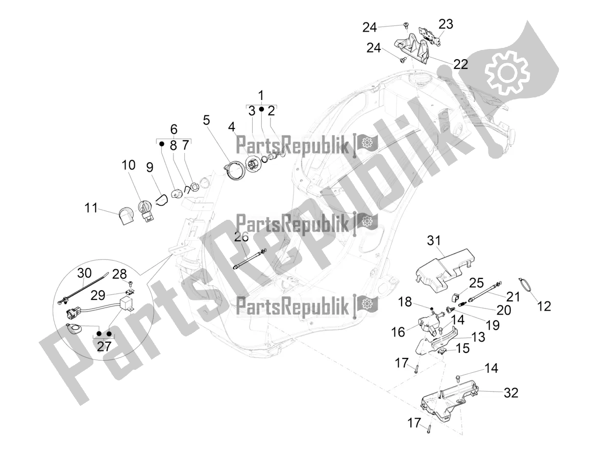 All parts for the Locks of the Vespa Sprint 150 Iget Abs/no ABS Apac 2021