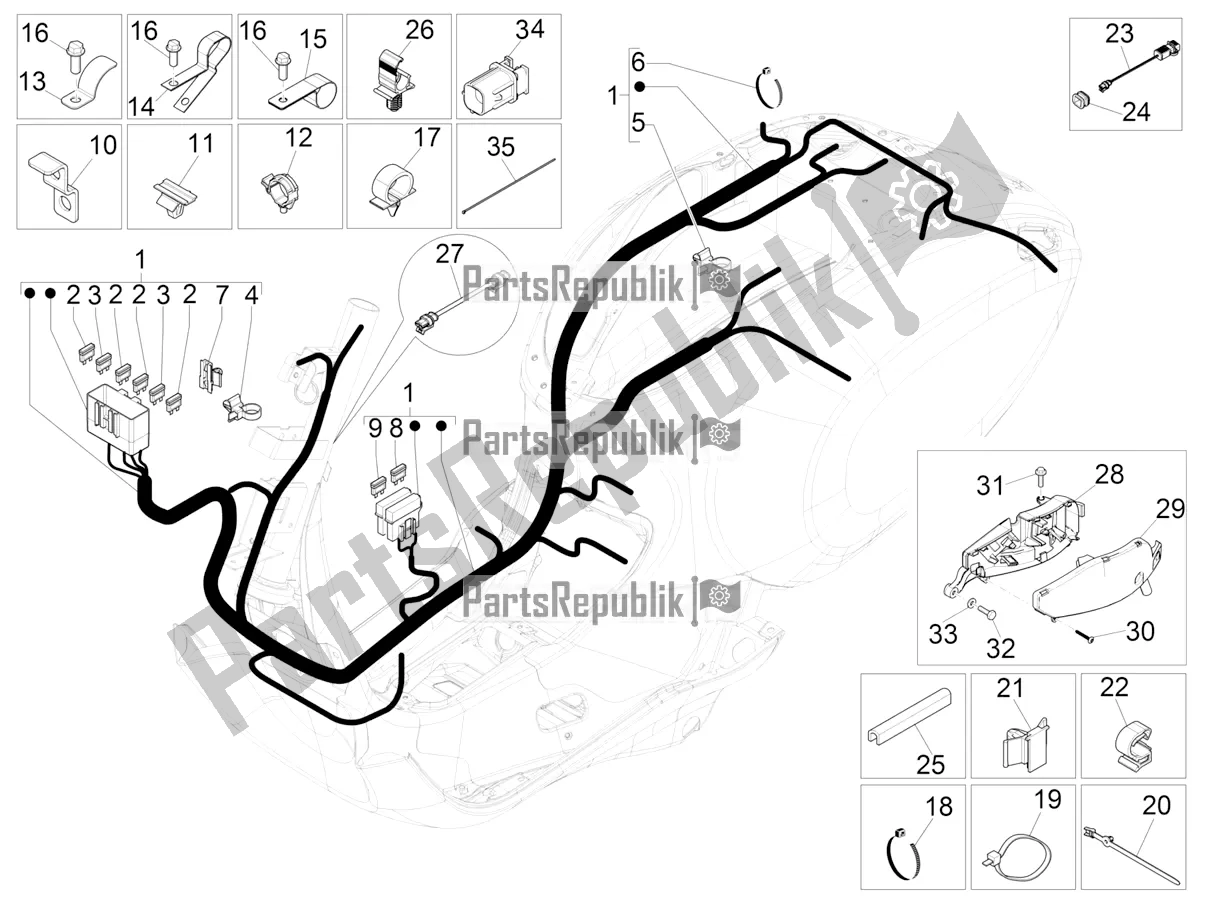 Tutte le parti per il Cablaggio Principale del Vespa Sprint 150 Iget Abs/no ABS Apac 2021