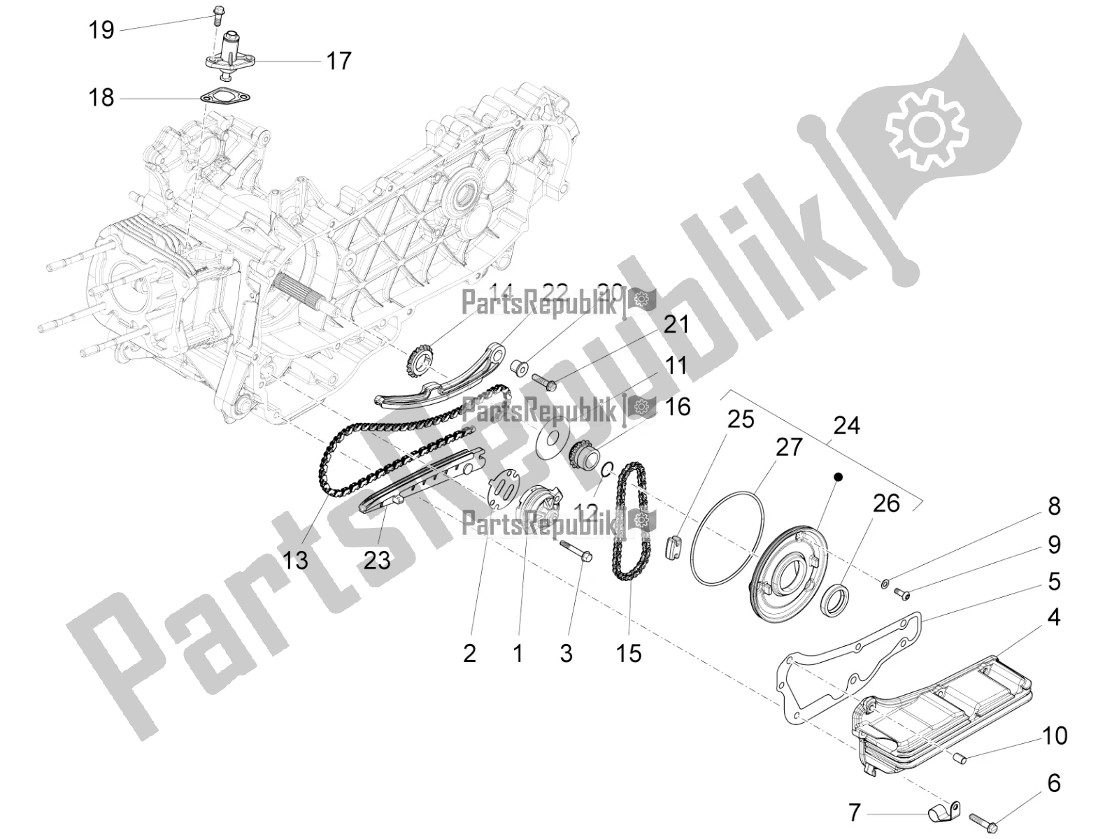 Alle onderdelen voor de Oliepomp van de Vespa Sprint 150 Iget Abs/no ABS Apac 2021