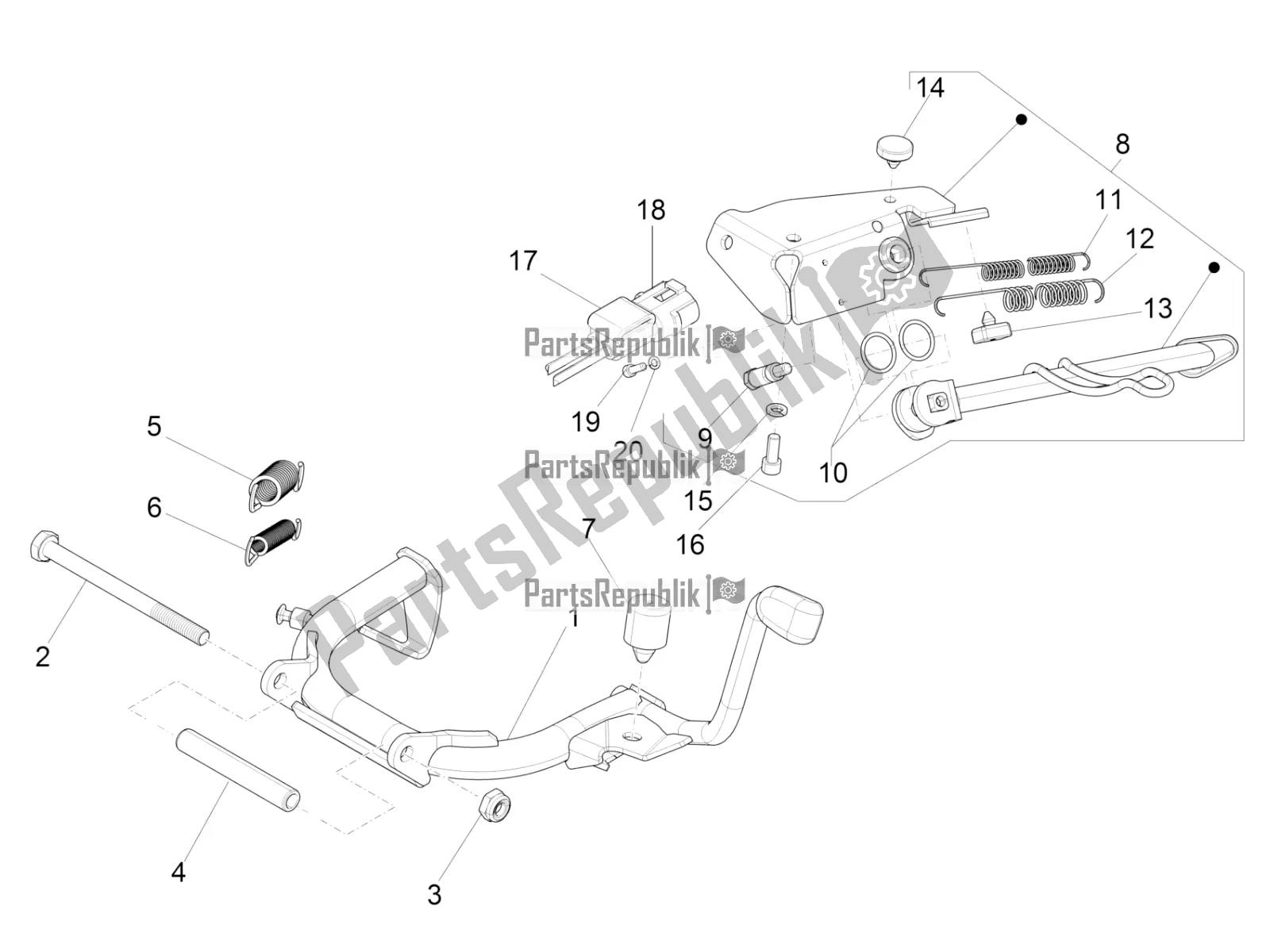 Wszystkie części do Stoisko / S Vespa Sprint 150 Iget Abs/no ABS Apac 2021