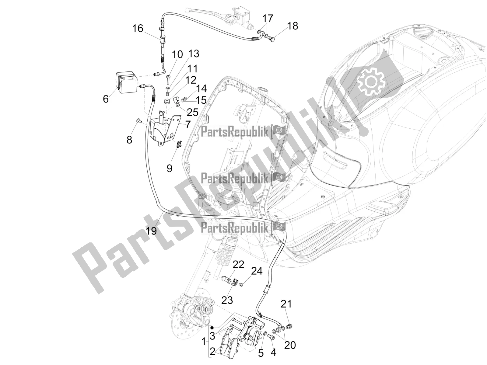 Alle onderdelen voor de Remmen Buizen - Remklauwen (abs) van de Vespa Sprint 150 Iget ABS USA 2016