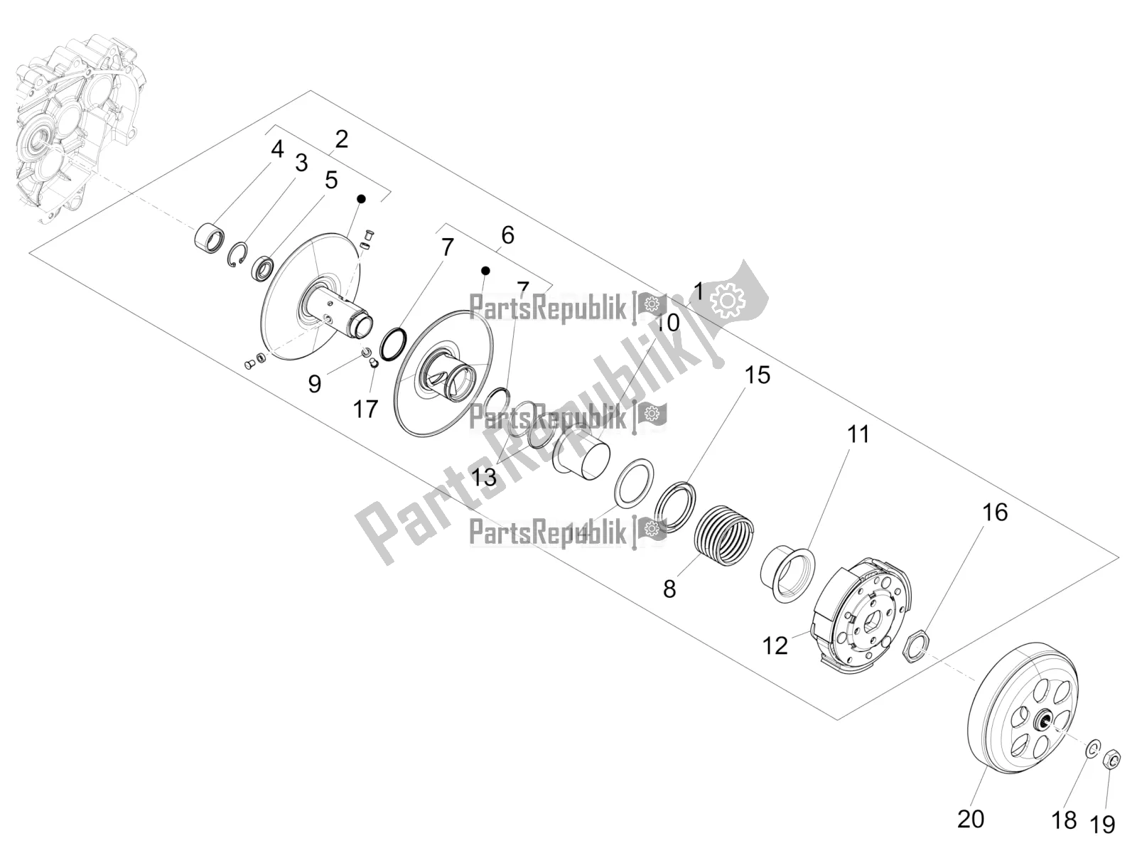 Toutes les pièces pour le Poulie Menée du Vespa Sprint 150 Iget ABS USA 2016