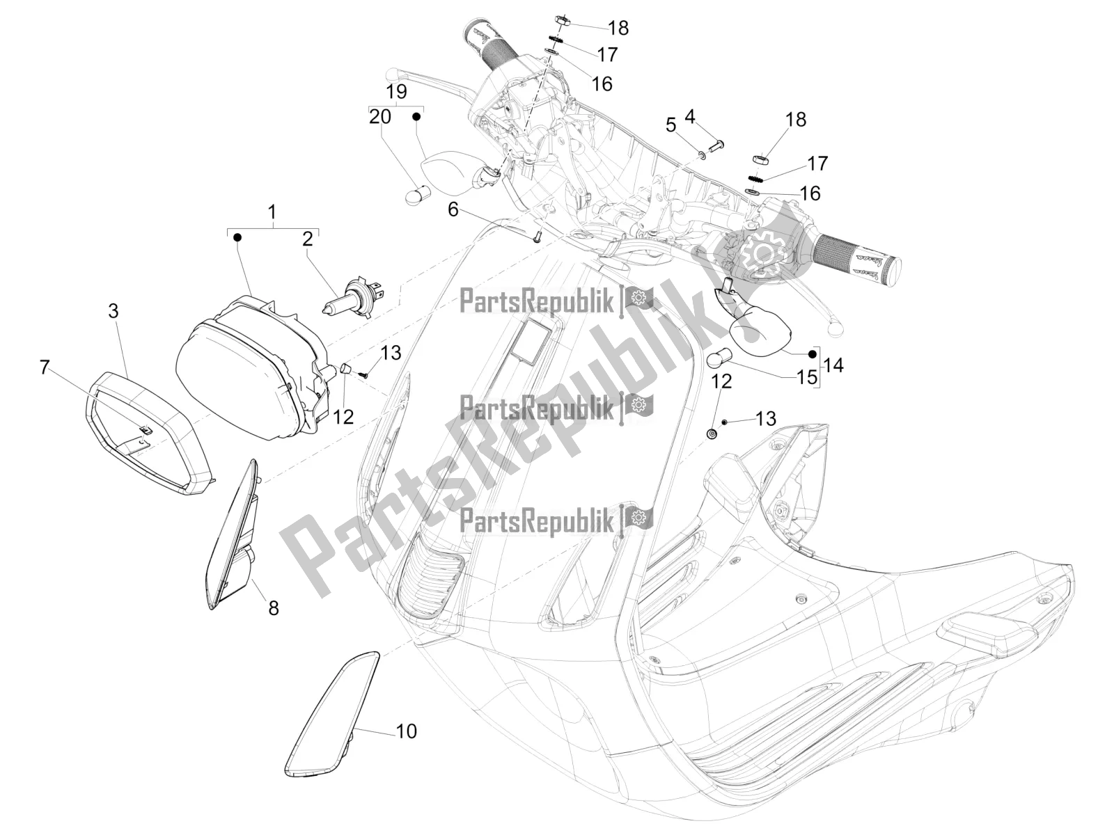 Todas las partes para Faros Delanteros - Luces Intermitentes de Vespa Sprint 150 Iget ABS USA 2016