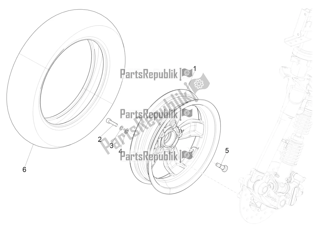 Tutte le parti per il Ruota Anteriore del Vespa Sprint 150 Iget ABS USA 2016