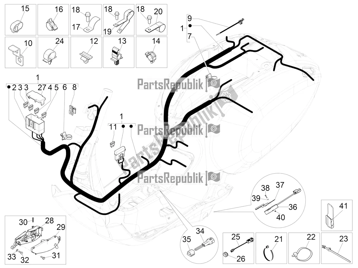 Tutte le parti per il Cablaggio Principale del Vespa Sprint 150 Iget ABS USA 2016