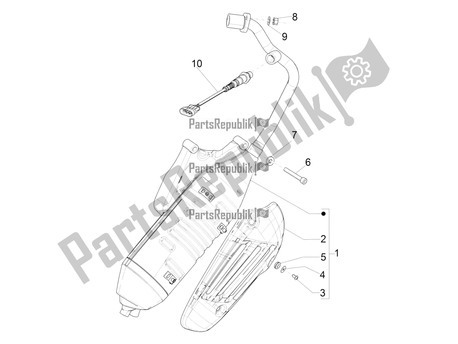 All parts for the Silencer of the Vespa Sprint 150 Iget ABS USA 2016