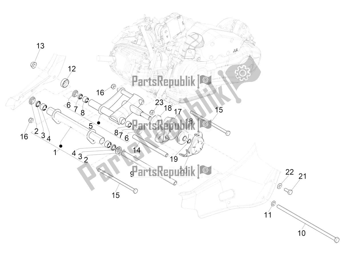 Tutte le parti per il Braccio Oscillante del Vespa Sprint 150 Iget ABS USA 2016