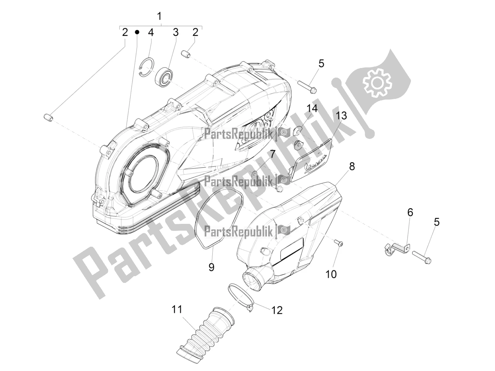 Toutes les pièces pour le Couvercle De Carter - Refroidissement Du Carter du Vespa Sprint 150 Iget ABS USA 2017