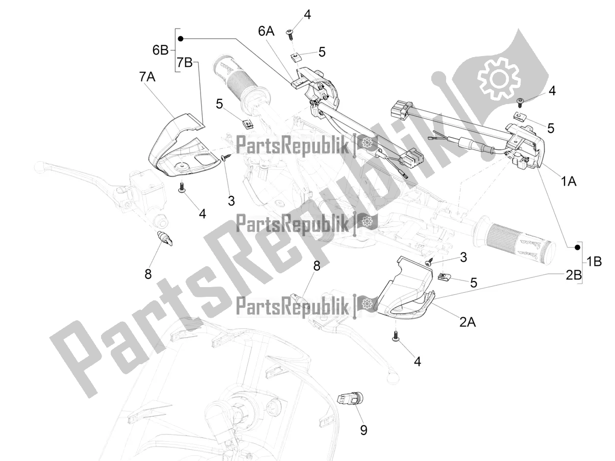 All parts for the Selectors - Switches - Buttons of the Vespa Sprint 150 Iget ABS USA 2017