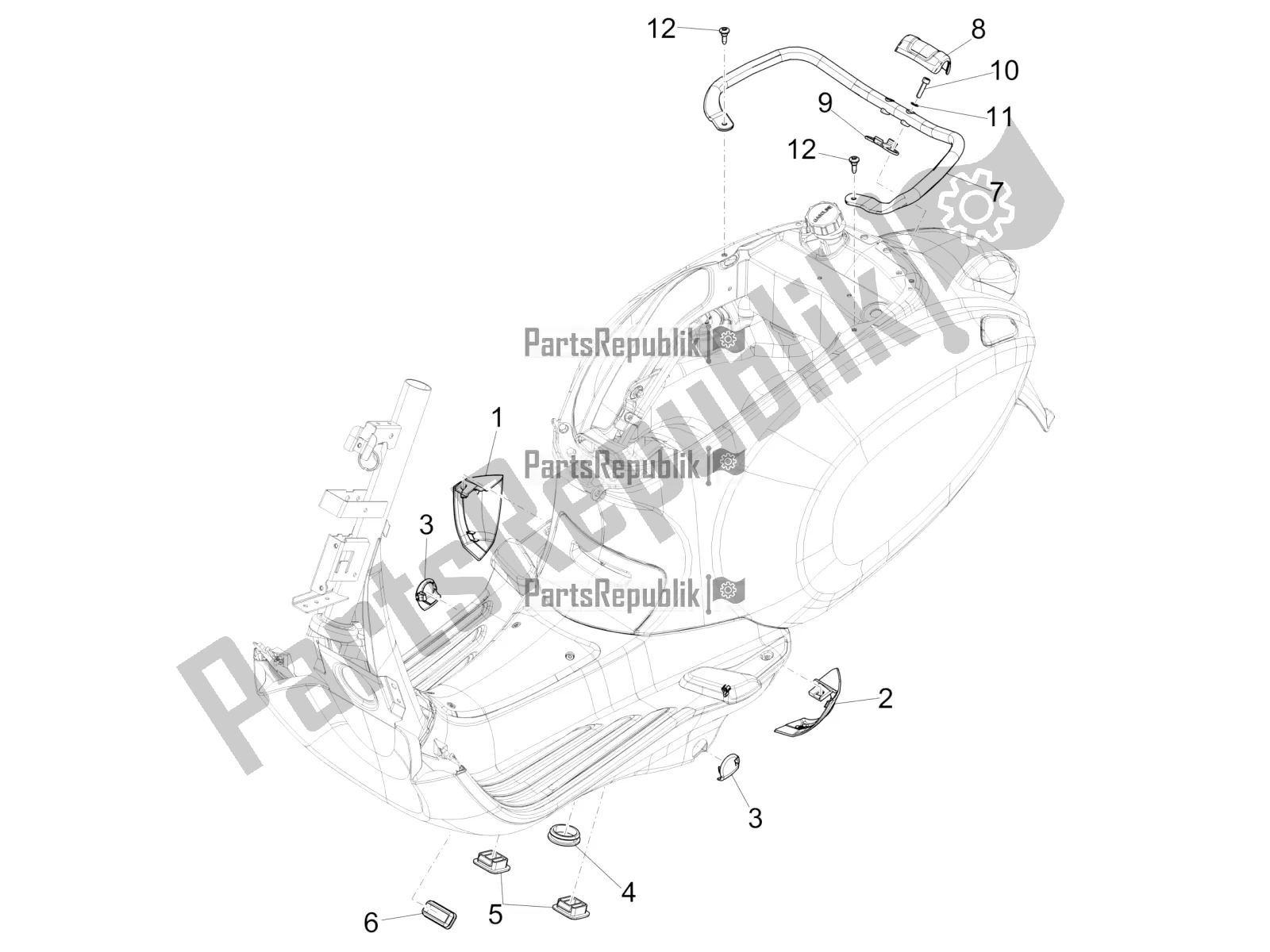 Tutte le parti per il Coperchio Laterale - Spoiler del Vespa Sprint 150 Iget ABS USA 2017