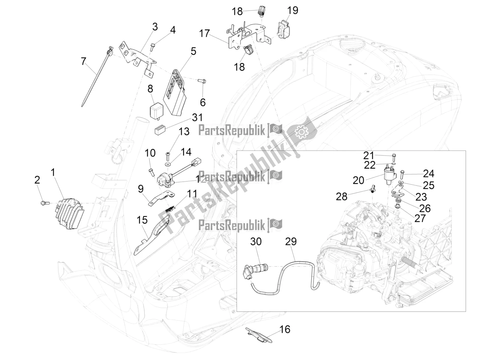 Toutes les pièces pour le Régulateurs De Tension - Unités De Commande électronique (ecu) - H. T. Bobine du Vespa Sprint 150 Iget ABS USA 2017