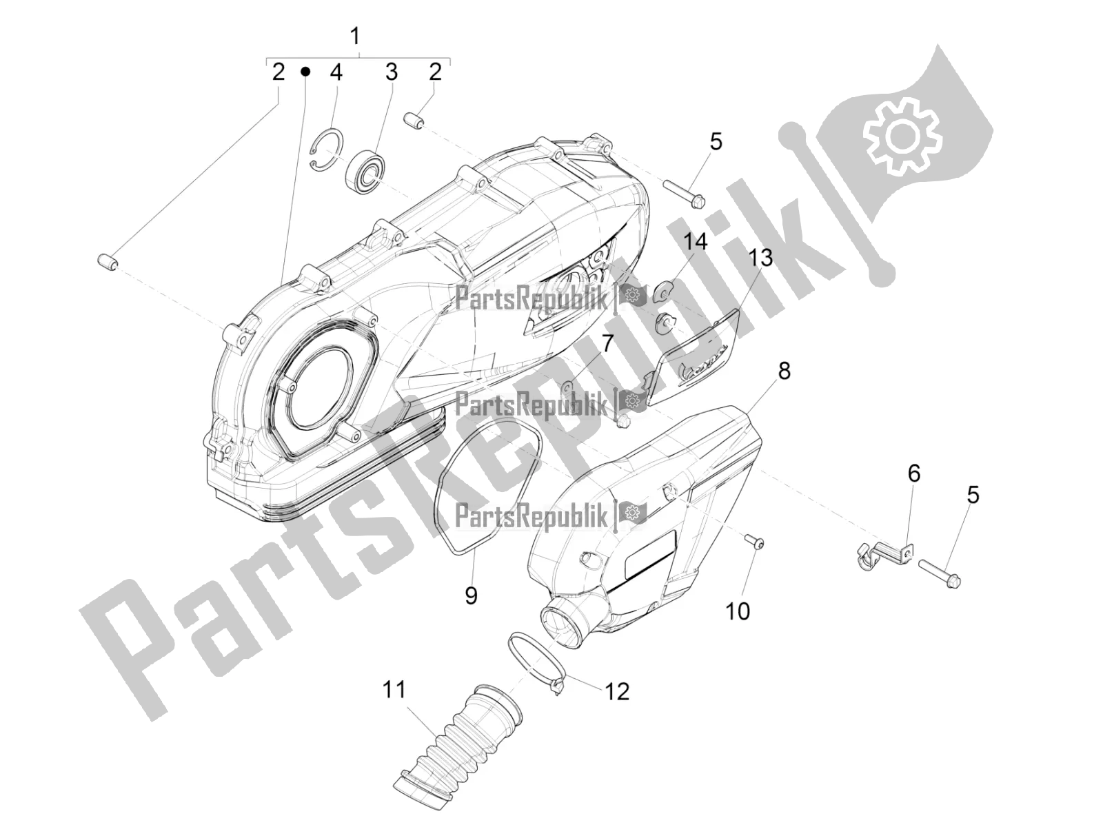 Todas las partes para Tapa Del Cárter - Enfriamiento Del Cárter de Vespa Sprint 150 Iget ABS USA 2018