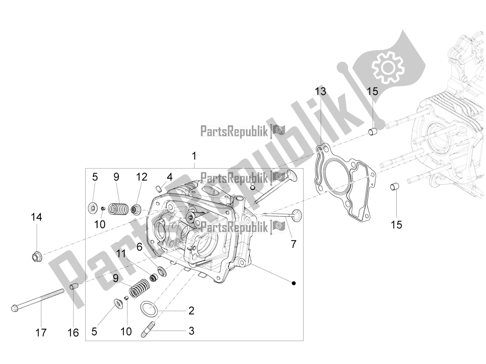 All parts for the Cylinder Head Unit - Valve of the Vespa Sprint 150 Iget ABS USA 2018