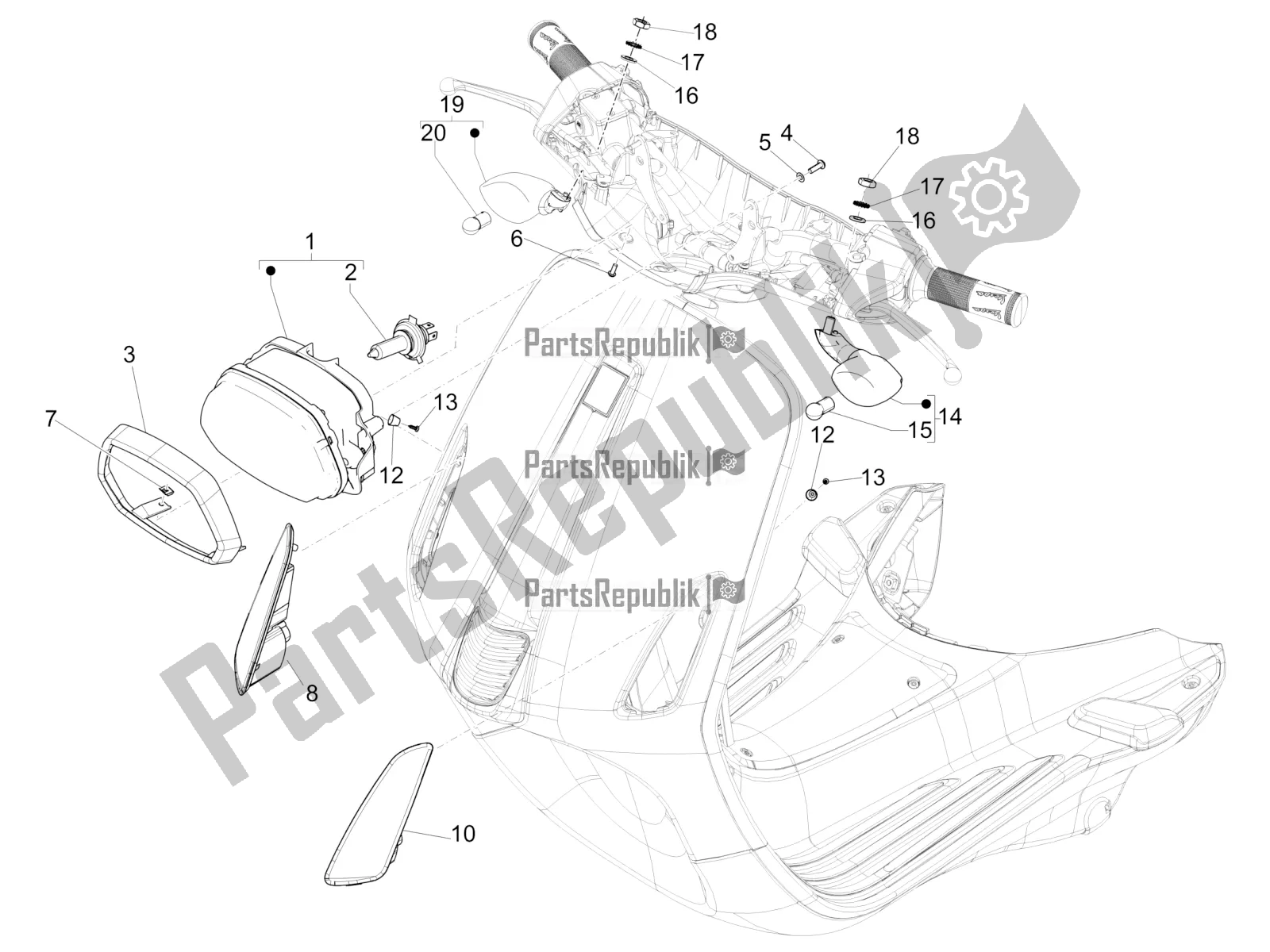 Toutes les pièces pour le Phares Avant - Clignotants du Vespa Sprint 150 Iget ABS USA 2018