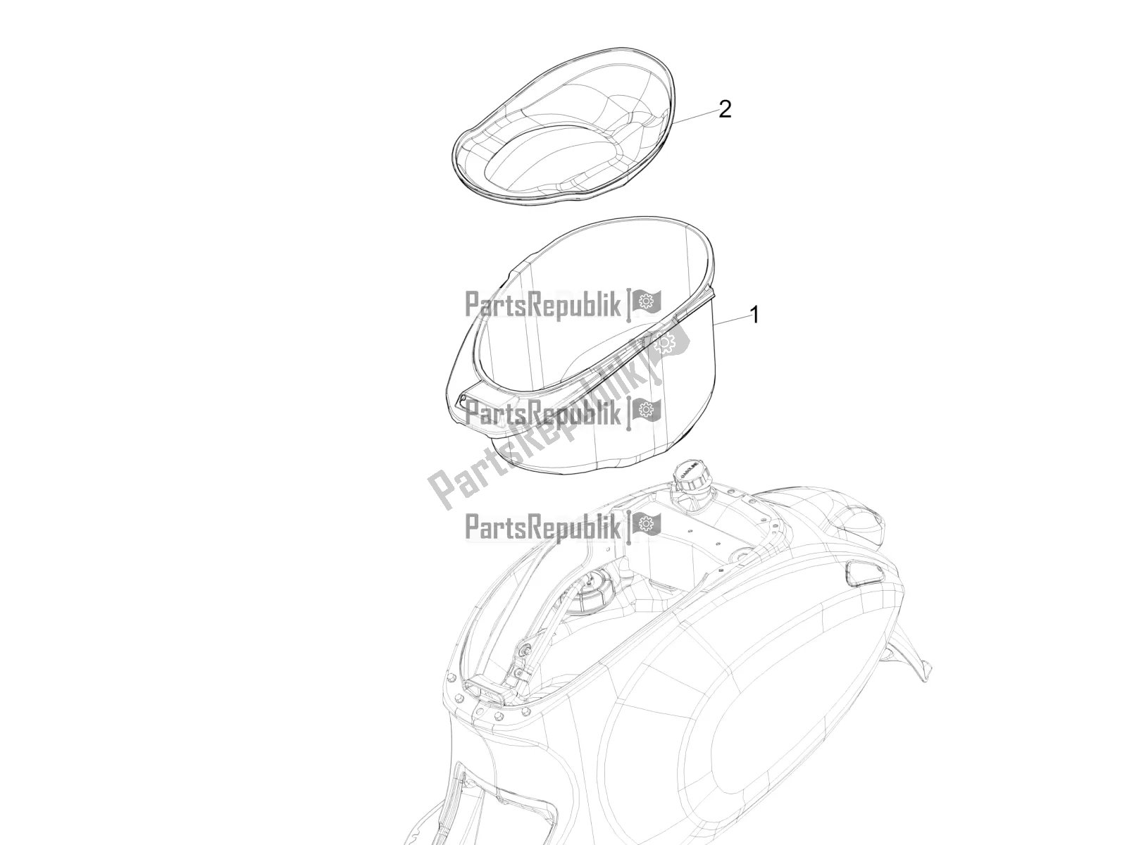 Toutes les pièces pour le Logement De Casque - Sous La Selle du Vespa Sprint 150 Iget ABS USA 2018