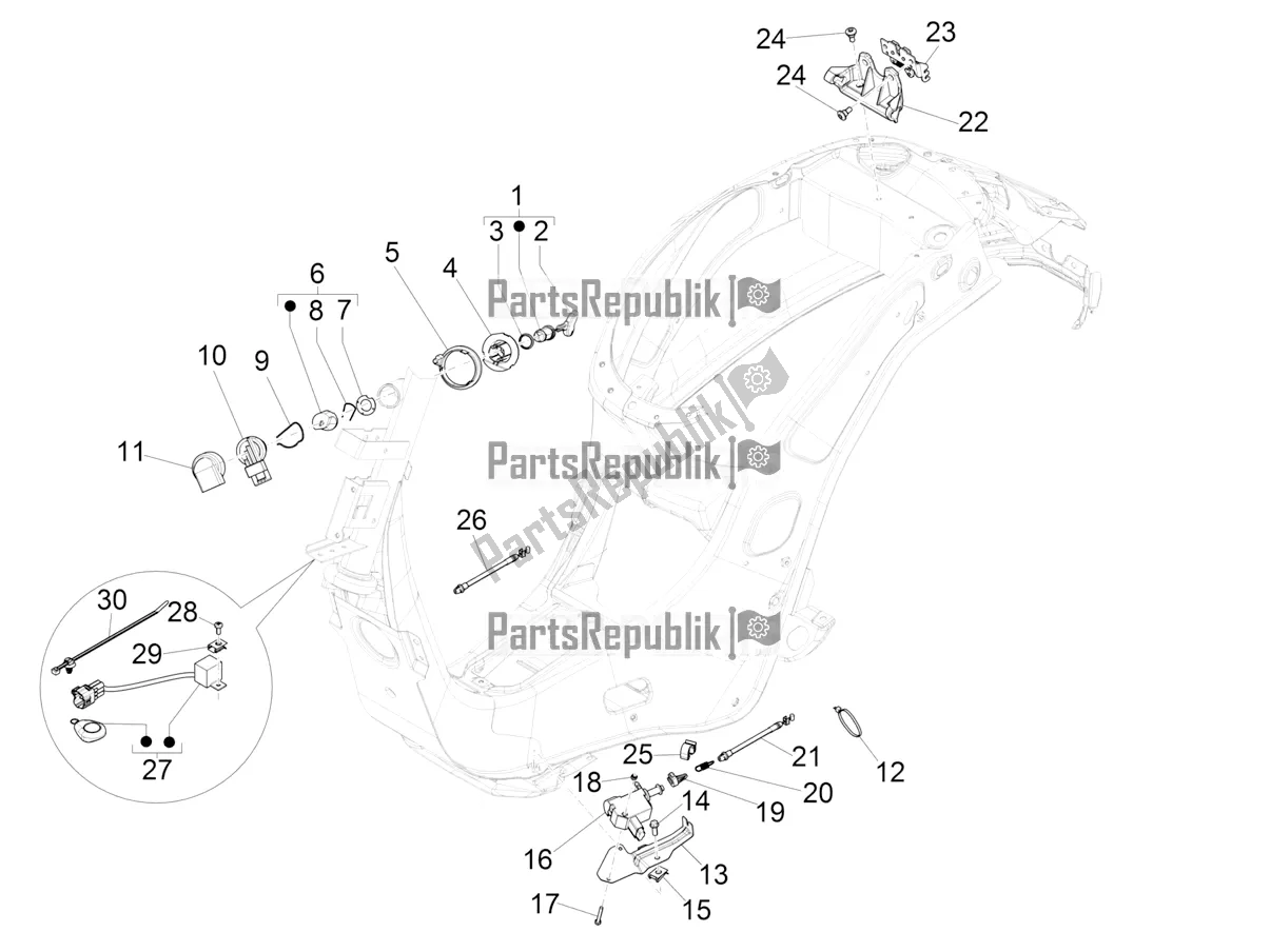 All parts for the Locks of the Vespa Sprint 150 Iget ABS USA 2018