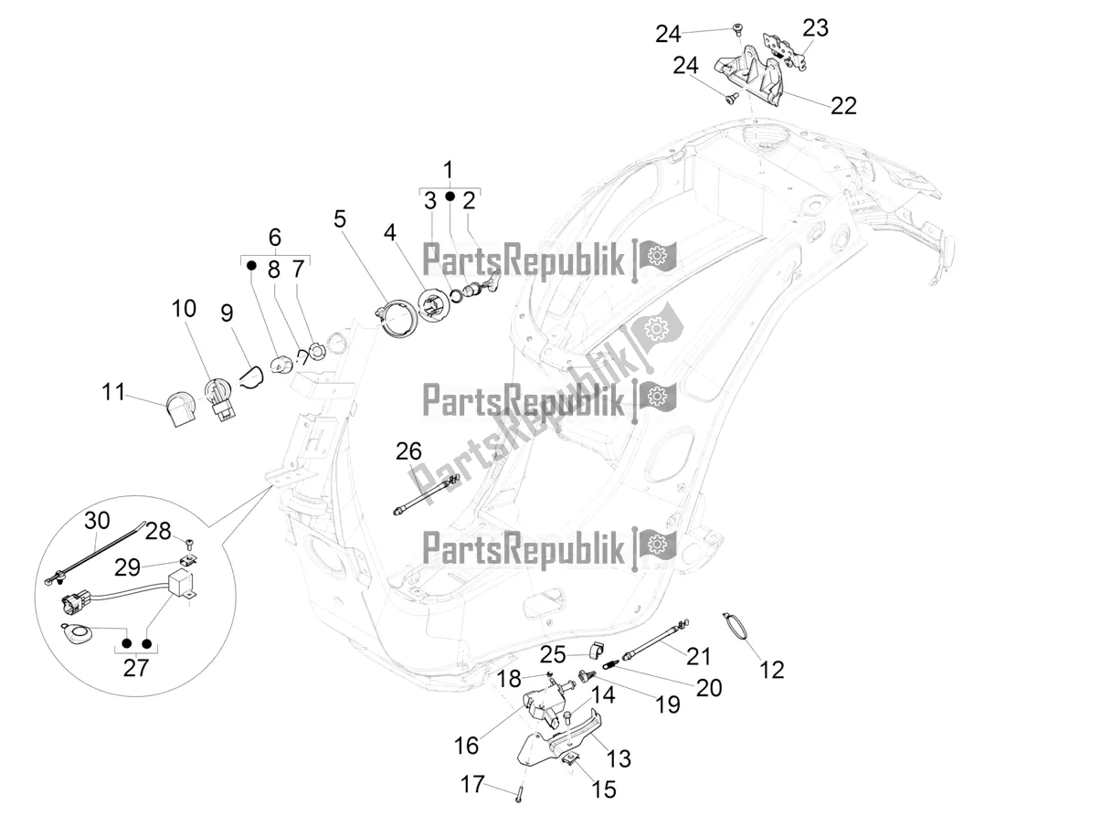 Todas las partes para Cerraduras de Vespa Sprint 150 Iget ABS USA 2018