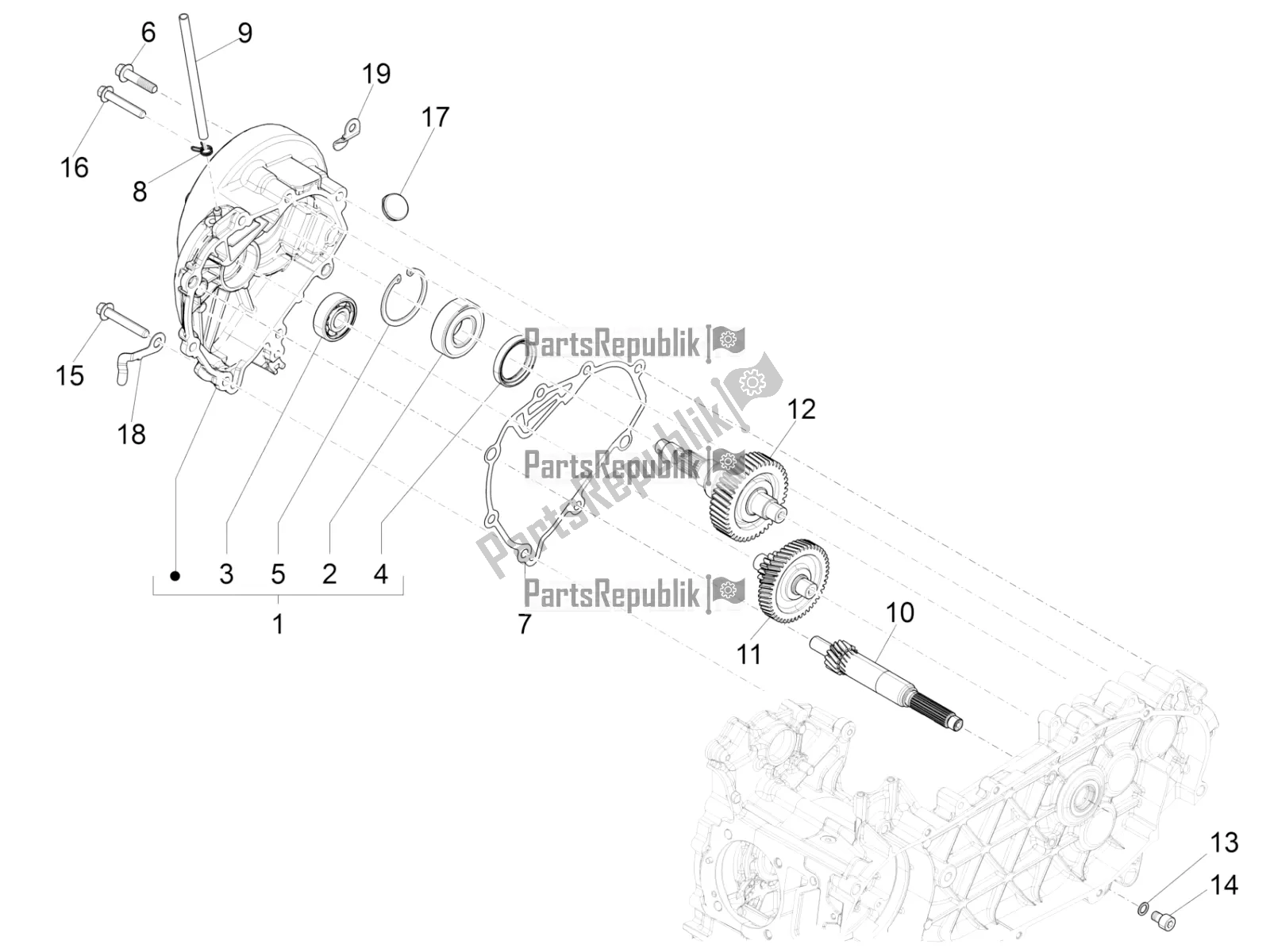 Toutes les pièces pour le Unité De Réduction du Vespa Sprint 150 Iget ABS USA 2018