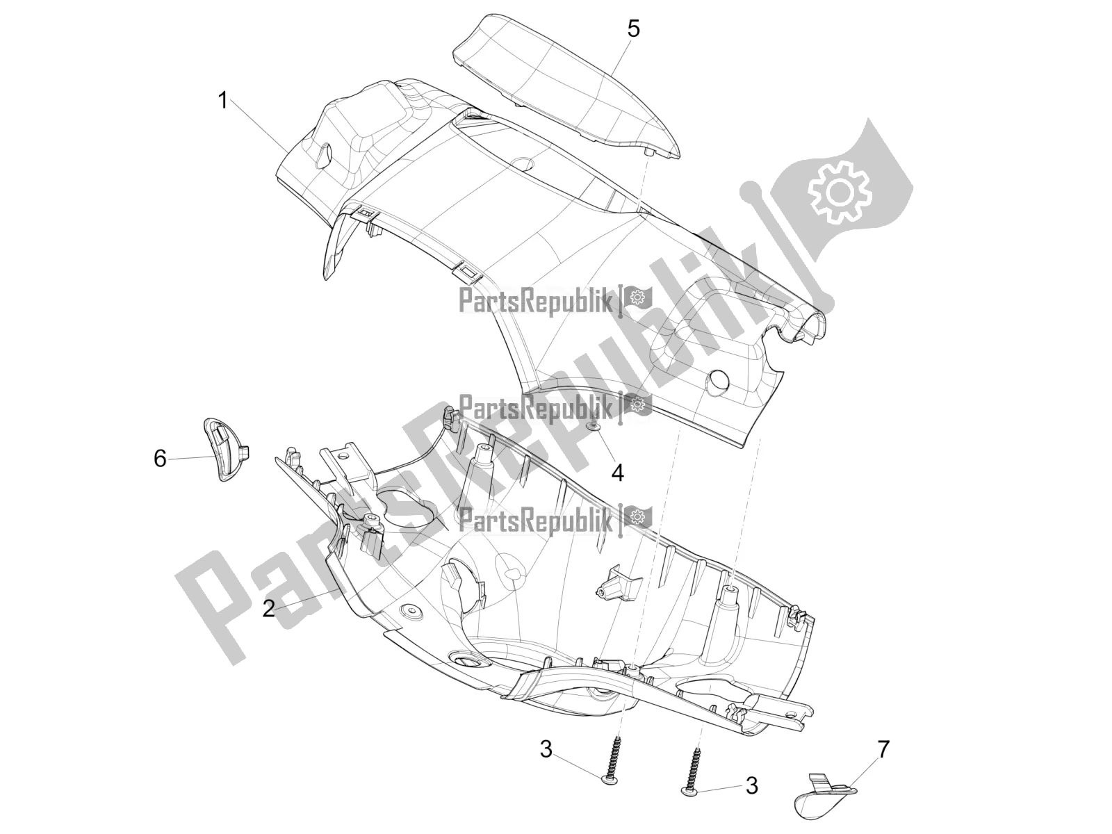 Alle onderdelen voor de Stuurbedekkingen van de Vespa Sprint 150 Iget ABS USA 2019