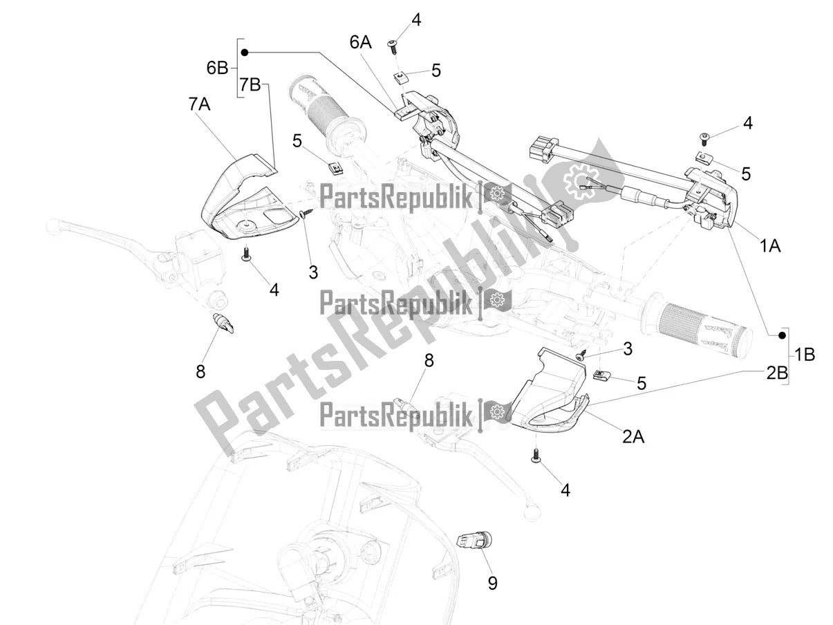 Alle onderdelen voor de Keuzeschakelaars - Schakelaars - Knoppen van de Vespa Sprint 150 Iget ABS USA 2019