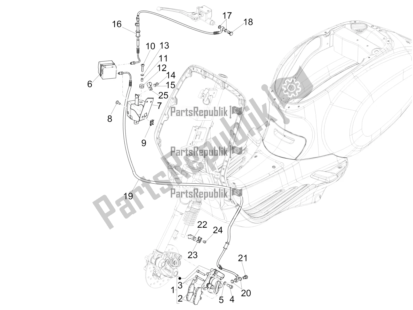 Wszystkie części do Przewody Hamulcowe - Zaciski (abs) Vespa Sprint 150 Iget ABS USA 2020