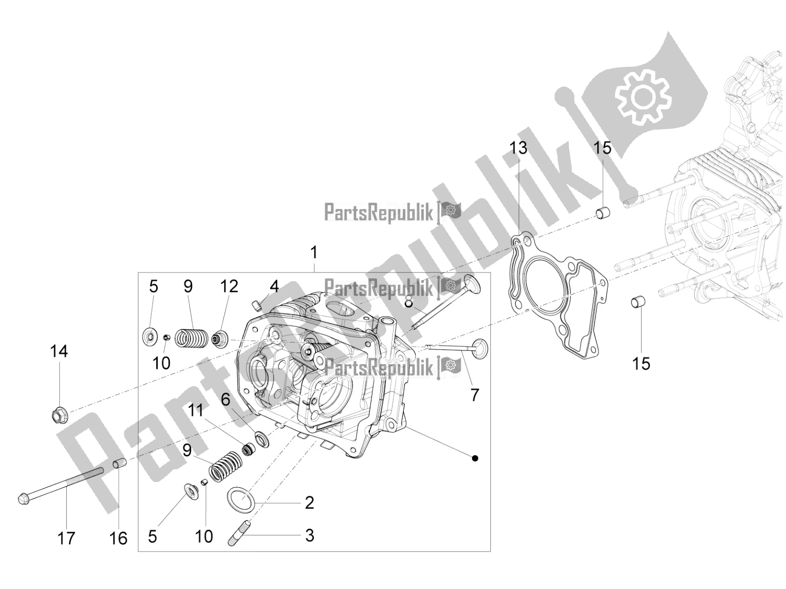 Todas las partes para Cylinder Head Unit - Valve de Vespa Sprint 150 Iget ABS USA 2020